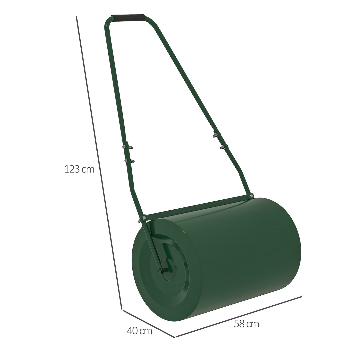 Outsunny 63 L Heavy Duty Water Or Sand Filled a30cm Garden Steel Lawn Roller Drum - Dark Green