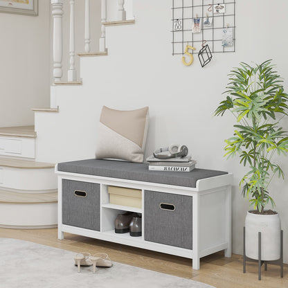 HOMCOM Shoe Storage Bench in White and Grey