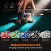 SPORTNOW 400-Piece Poker Chips Set with Lightweight ABS Case, Casino Texas Holdem Poker Set with Mat, 11.5g Numbered Poker Chips, Two Decks of Cards, Dealer, Five Dices, Grey