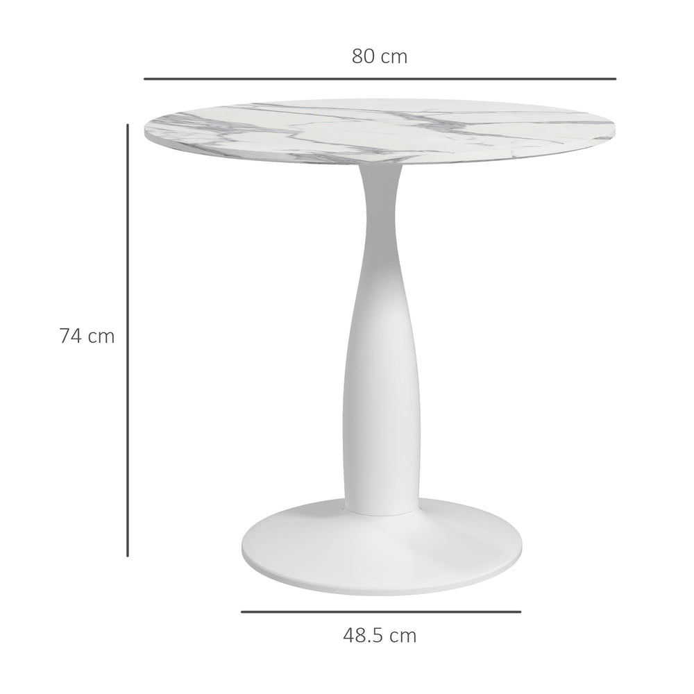 HOMCOM Small 2-Person Dining Table in Faux Marbled White