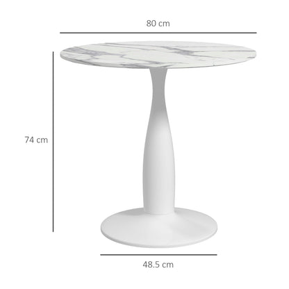 HOMCOM Small 2-Person Dining Table in Faux Marbled White