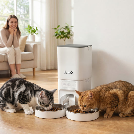 PawHut 7L Automatic Cat Feeder with App Control in White