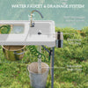 Outsunny Folding Fish Cleaning Table with Sinks, Portable Camping Sink Table with Faucet, Drainage Hose