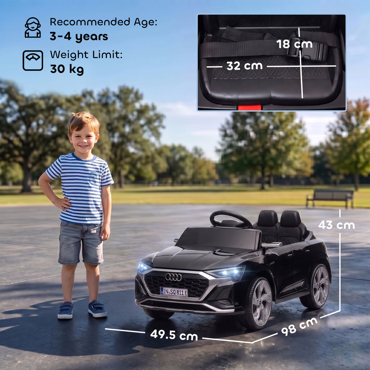 AIYAPLAY Sportback Licensed Ride on Car in Black