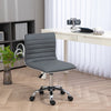 HOMCOM Armless Task Desk Chair, Swivel Office Chair with Faux Leather, Adjustable Seat Height, Chrome Base, Wheels for Home, Dark Grey