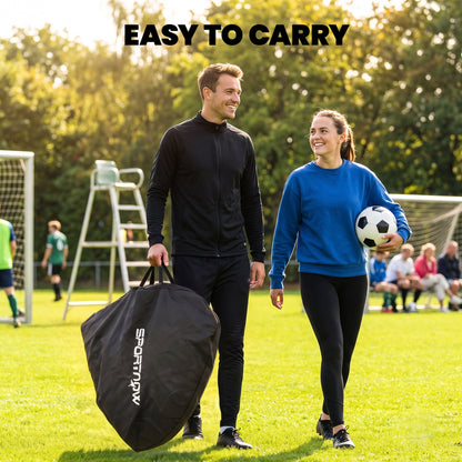 SPORTNOW Pop Up Football Goal, Portable Folding Football Net with Carry Bag, 4 U-Shaped Ground Stakes, Fibreglass Pole