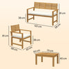 Outsunny 4 Seater Wooden Garden Furniture Set with Loveseat, Armchairs, Table, Acacia Wood Garden Sofa Set, Cream White
