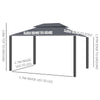 Outsunny 3 x 4m Aluminium GardenÂ Gazebo, Marquee Canopy Shelter Pavilion Party Tent with Nets and Curtains for Garden and Deck, Black