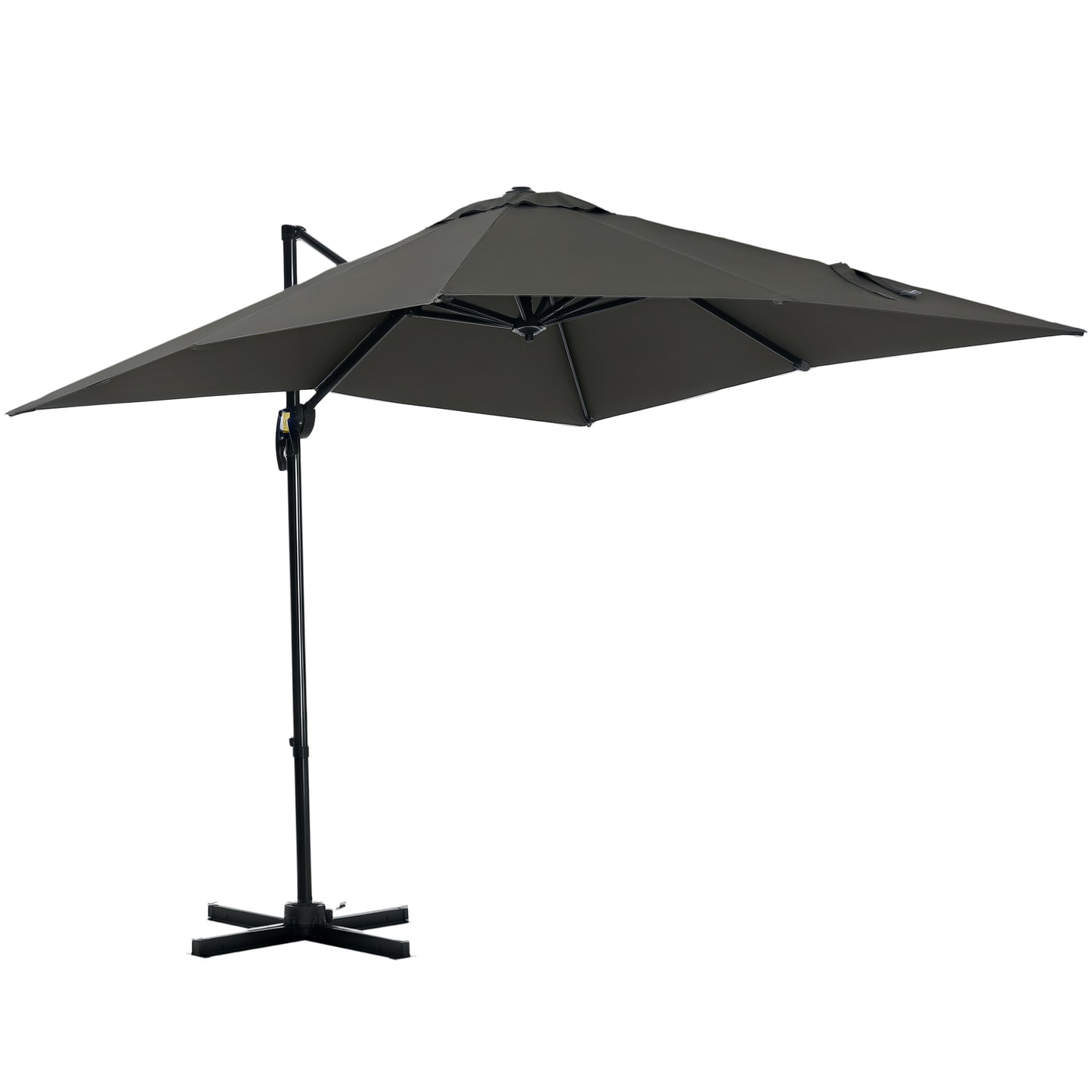 Outsunny 2.5 x 2.5m Patio Offset Parasol Umbrella Cantilever Hanging Aluminium Sun Shade Canopy Shelter 360√Ç¬∞ Rotation with Crank Handle and Cross Base, Grey