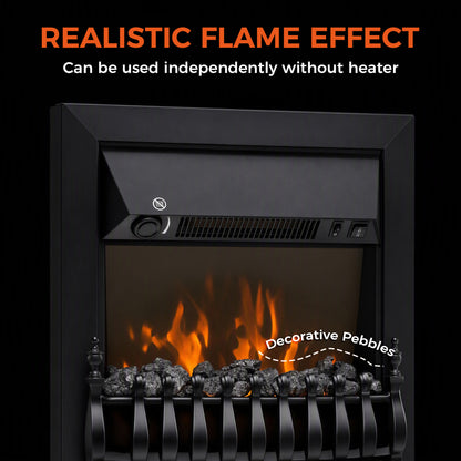 HOMCOM Electric Fireplace Stove Freestanding/ Inset in Black