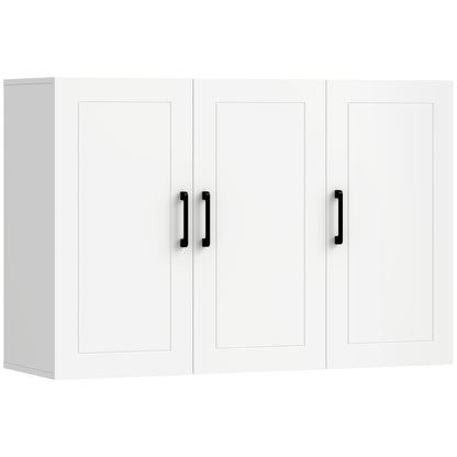 HOMCOM Bathroom Wall Cabinet, Wall Mounted Bathroom Cabinet, Over the Toilet Space Saver with Adjustable Shelves, White