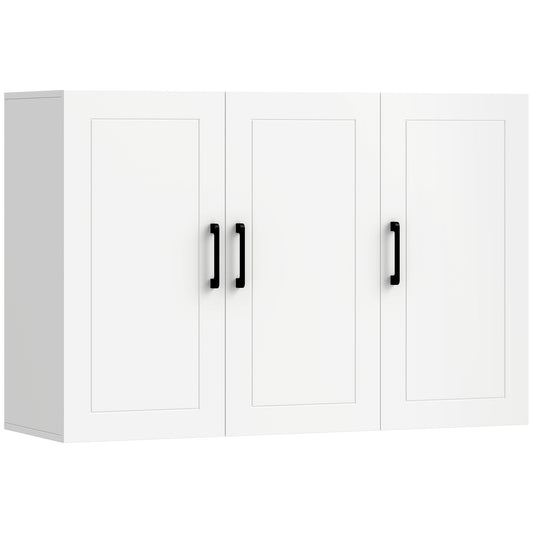 HOMCOM Bathroom Wall Cabinet, Wall Mounted Bathroom Cabinet, Over the Toilet Space Saver with Adjustable Shelves, White