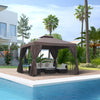 Outsunny 3 x 3 m Garden Gazebo Double√Ç Roof Marquee Patio Wedding Party Tent Canopy Shelter with Sidewalls (Brown)
