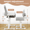 Height-Adjustable Kid's Study Desk and Chair Set with Tilt Desktop and Footrest Bar-Grey