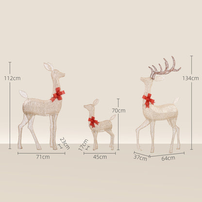 Outsunny Lighted Reindeer Christmas Decorations Outdoor in Gold Tone