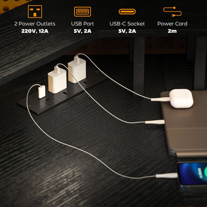 مكتب عمل على شكل حرف L من HOMCOM، مع أضواء LED - أسود
