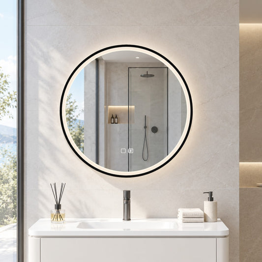 HOMCOM Bathroom Mirror with LED Lights in Black