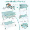 Diaper Changing Station with 3 Position Adjustable Level and 4 Universal Wheels-Green