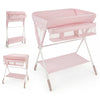 Diaper Changing Station with 3 Position Adjustable Level and 4 Universal Wheels-Pink