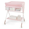 Diaper Changing Station with 3 Position Adjustable Level and 4 Universal Wheels-Pink