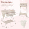 Diaper Changing Station with 3 Position Adjustable Level and 4 Universal Wheels-Natural