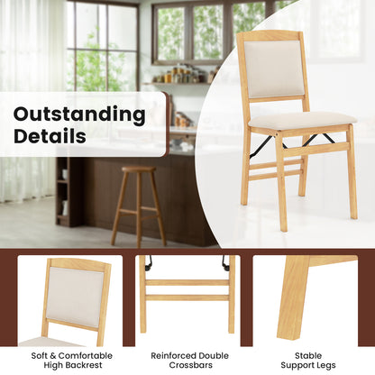 Dining Chair Set of 4 with Padded Seat and Soft Backrest-Beige
