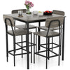 5-Piece Dining Bar Table Set for 4 Counter-Height Dining Table and 4 Bar Chairs-Grey