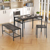 Dining Table Set for 4 with Storage Racks and Metal Frame-Grey