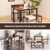 4-Piece Dining Table Set with Storage Shelf and Metal Frame-Coffee