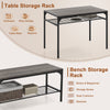 Dining Table Set for 4 with Storage Racks and Metal Frame-Grey