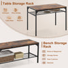 Dining Table Set for 4 with Storage Racks and Metal Frame-Rustic Brown