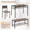 Dining Table Set for 4 with Storage Racks and Metal Frame-Grey