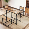 3 Piece Dining Table Set with Metal Frame and Low Back-Natural