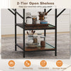 Dining Table for 4-6 Rectangular Dining Table with 2 Open Storage Shelves-Brown