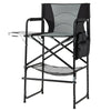 Directors Chair Folding Makeup Artist Chair with Foldable Side Table-Grey