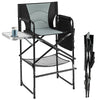 Directors Chair Folding Makeup Artist Chair with Foldable Side Table-Grey