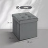 HOMCOM Foldable Velvet-Feel Storage Ottoman - Grey