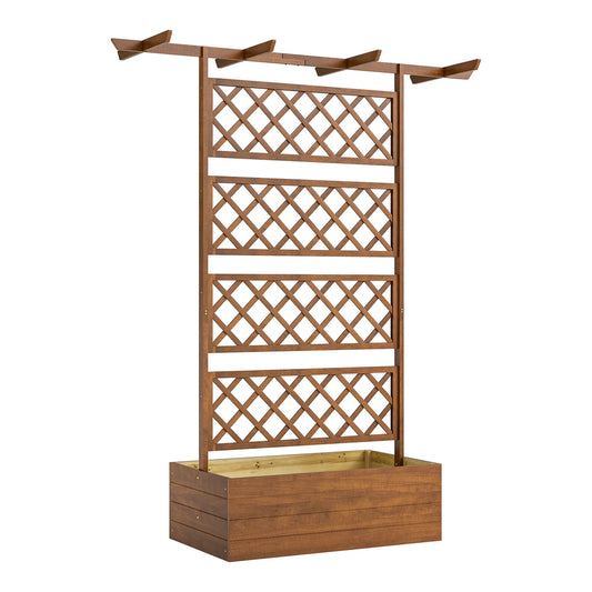 Outsunny Wooden Trellis Planter Box in Orange