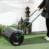 Outsunny 50cm Steel Garden Lawn Roller Push Pull w/ Fillable Cylinder Water Sand Plug Lawn Flatten Seed Sow Rolling Drum w/ Handle