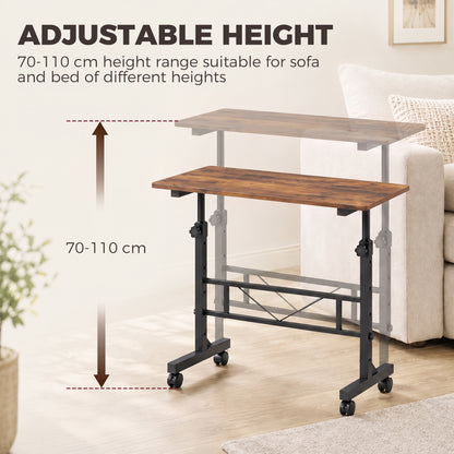 HOMCOM Overbed Table in Rustic Brown Black