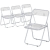 HOMCOM Foldable Chairs, Folding Chairs with Transparent Seat and Backrest, Heavy Duty Steel Frame, 47W x 48D x 75H cm, Clear