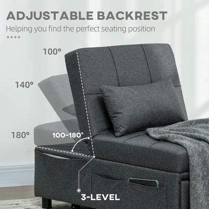 HOMCOM Convertible Chair Bed with Padding Seat in Grey