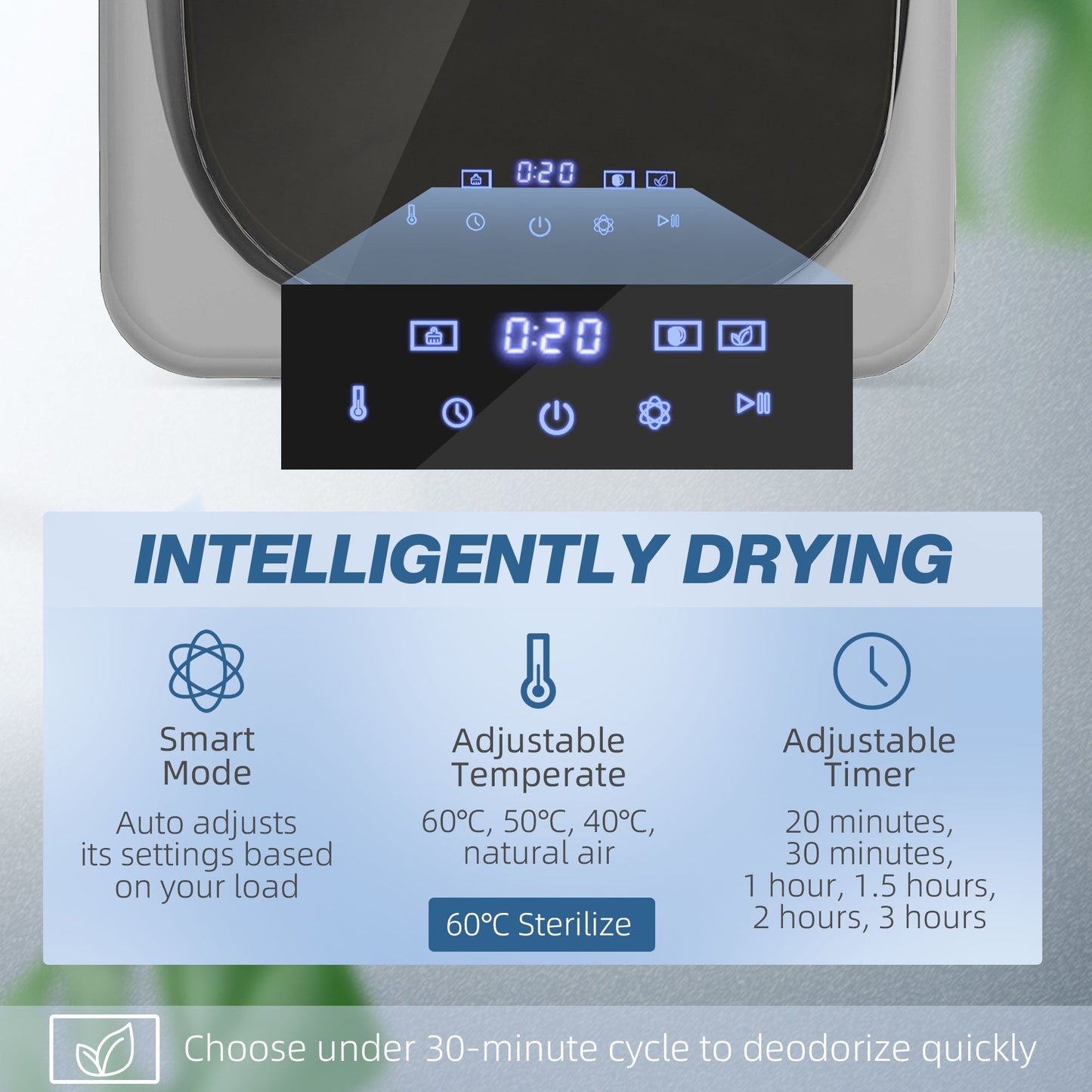 HOMCOM 2.5kg Vented Tumble Dryer with Smart Mode, 800W Compact Tumble Dryer with Stainless Steel Tub, Silver Tone