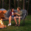 Double Camping Chair with Cup Holders and Glass Racks-Grey