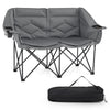 Double Camping Chair with Cup Holders and Glass Racks-Grey