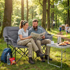 Double Camping Chair with Cup Holders and Glass Racks-Grey
