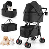 Double Pet Stroller 3 in 1 Foldable with 2 Detachable Carriers Car Seats-Black