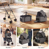 Double Pet Stroller 3 in 1 Foldable with 2 Detachable Carriers Car Seats-Grey