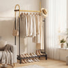 Double Rods Garment Rack Freestanding Clothing Rack with 5 Hooks-Golden