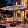 Double-Sided Patio Umbrella with Color-Changing Flowing Solar LED Lights-Beige